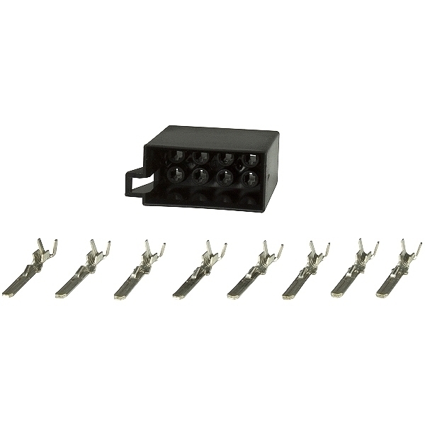 ISO-Strom Steckergehäuse 8-polig schwarz, 1 Stück incl. Kontakte