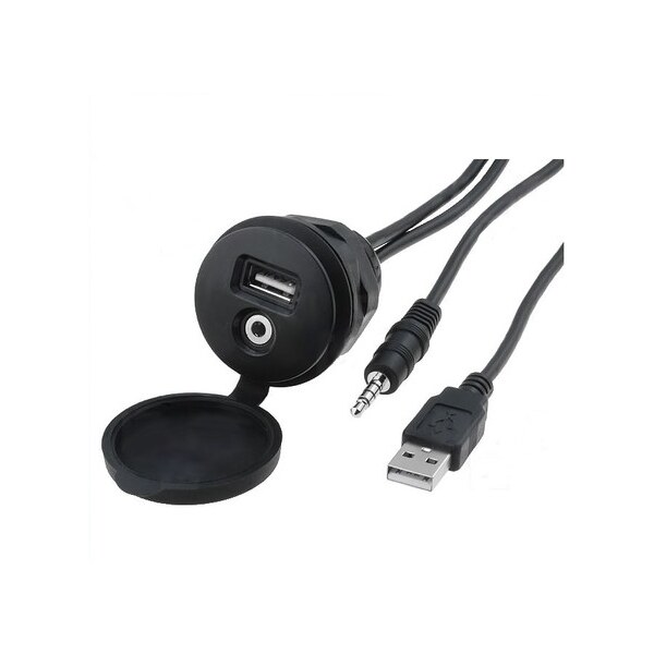 USB Klinke 3,5 mm Einbau Buchse Adapter Kabel Anschluss AUX IN Verlängerung KFZ