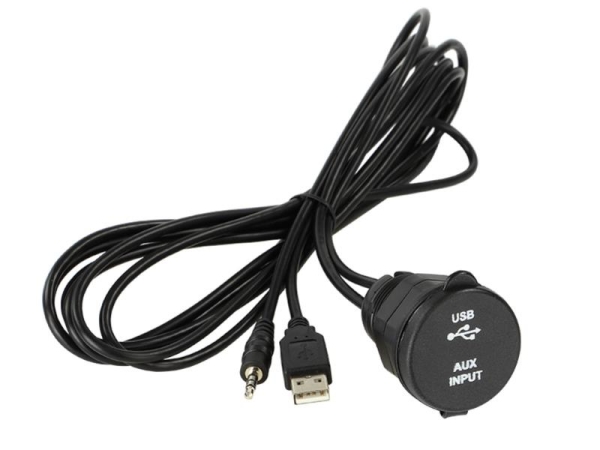 USB Klinke 3,5mm Einbau Buchse Adapter Kabel Anschluss AUX IN Steckdose KFZ PKW 