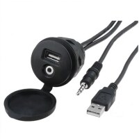 USB Klinke 3,5 mm Einbau Buchse Adapter Kabel Anschluss...