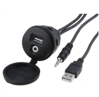 USB Klinke 3,5 mm Einbau Buchse Adapter Kabel Anschluss AUX IN Verl&auml;ngerung KFZ