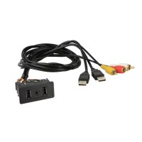 Universal 2x USB Einbaubuchse AUX 3,5mm Klinke auf Cinch
